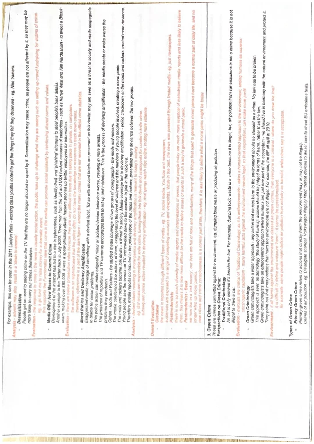 Crime and Deviance - Thematic Revision Doc
Crime, deviance, social order and social
control:
1. Functionalist Theory, Strain Theory
Subcultu
