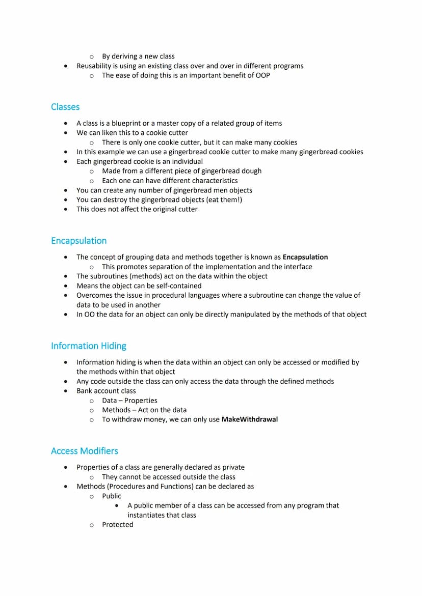 AQA A-Level CS: Object-Oriented Programming (Topic 1)
Revision Notes
Specification
Object-oriented programming
Content
Be familiar with the 