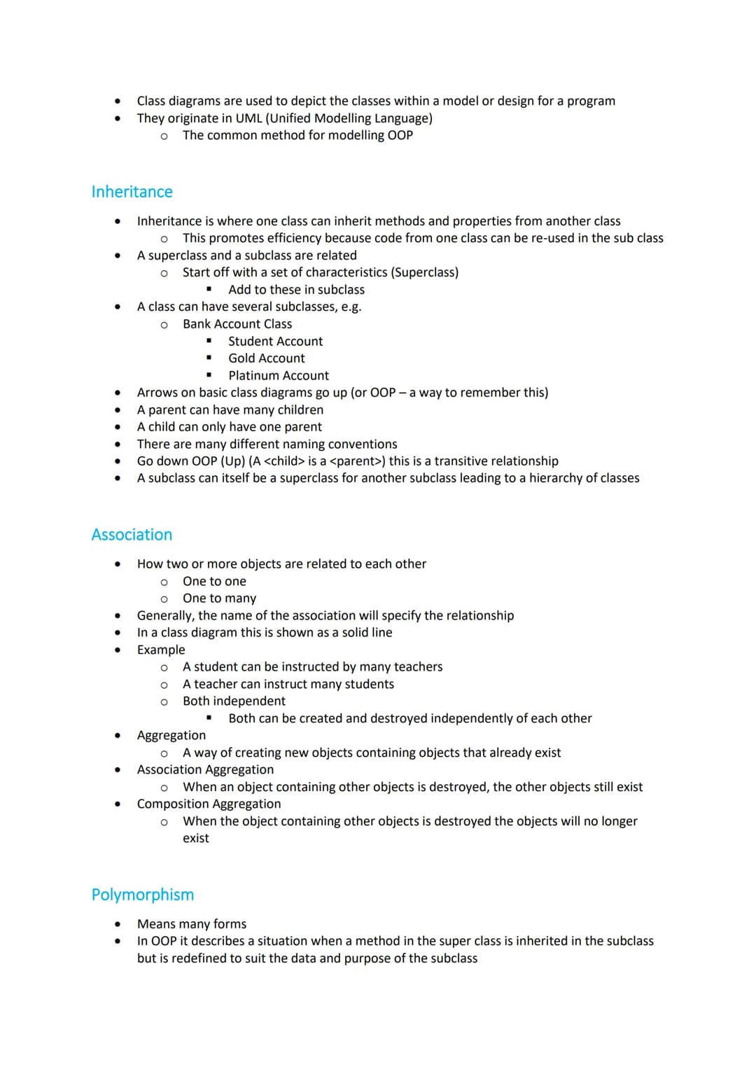AQA A-Level CS: Object-Oriented Programming (Topic 1)
Revision Notes
Specification
Object-oriented programming
Content
Be familiar with the 