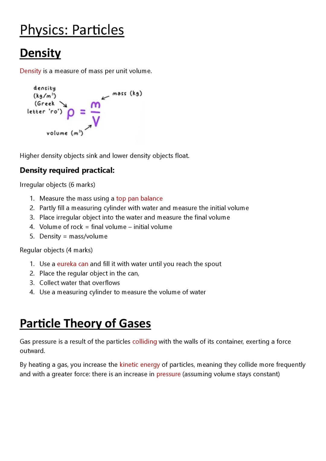 Physics: Particle model of matter