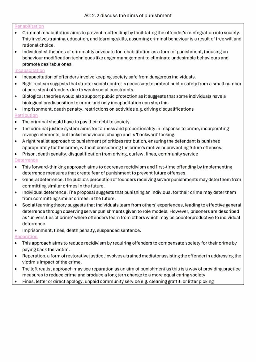 Unit 4: crime and Punishment
AC1.1 describe process used for law making
AC1.2: describe the organisations of the criminal justice system in 