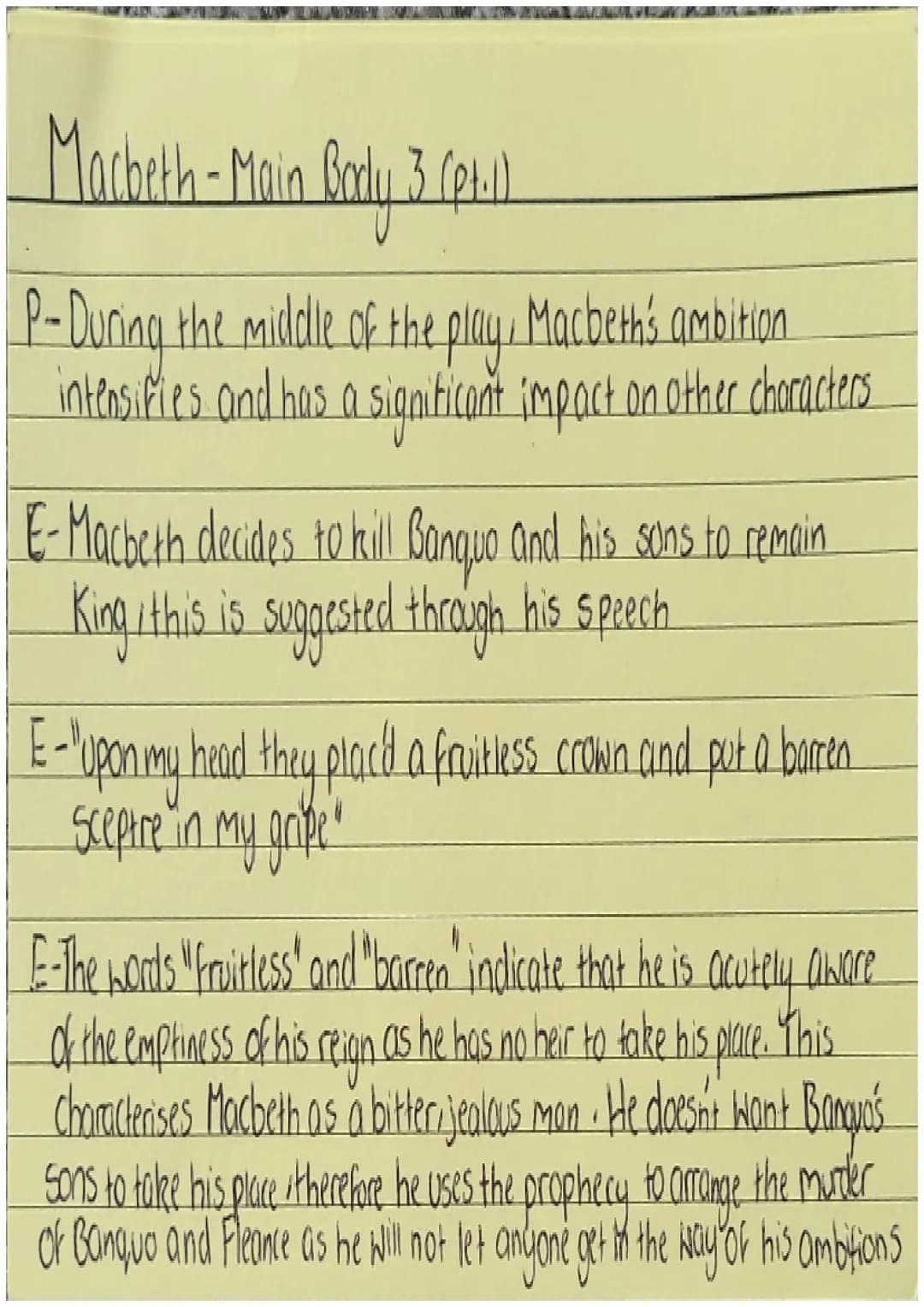 Macbeth - Introduction
"Macbeth" by William Shakespeare is a short play which
explores the theme of a human weakness ambition.
(ESSAY QUESTI