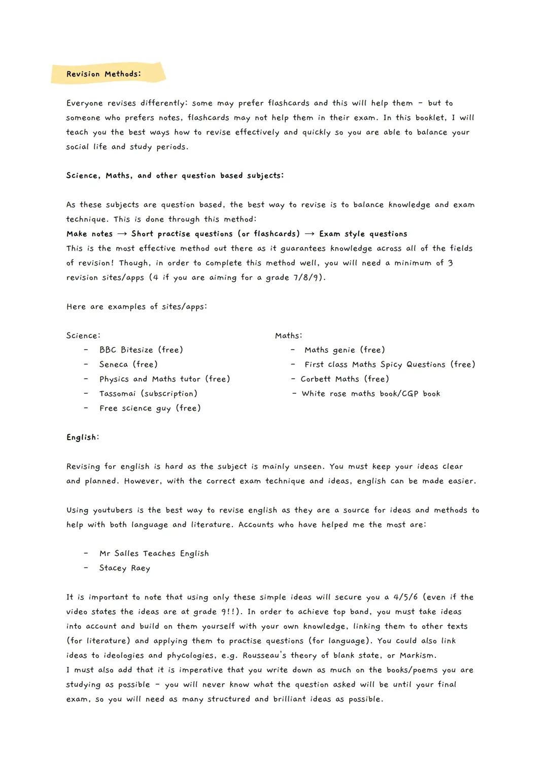 Exam Techniques/Methods for your GCSEs