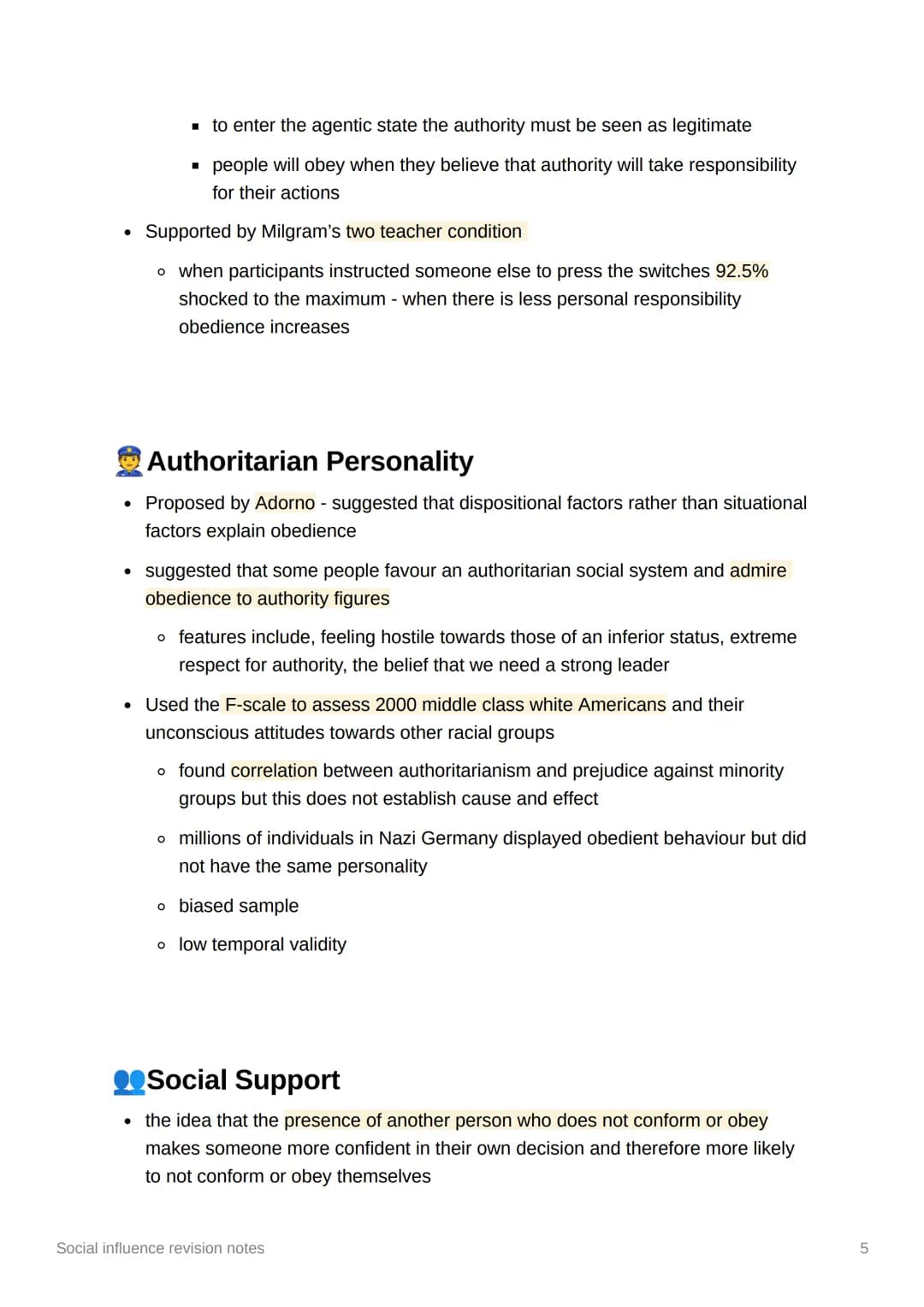 Social influence revision notes
!? Types of conformity
conformity - when someone changes their attitude or behaviour due to group
pressure
●