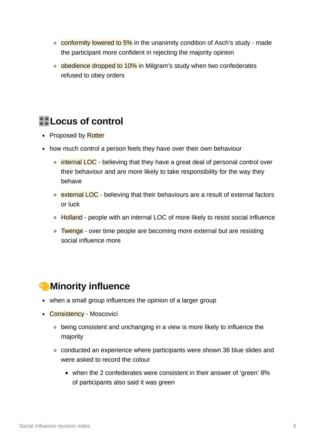 Social influence revision notes
!? Types of conformity
conformity - when someone changes their attitude or behaviour due to group
pressure
●
