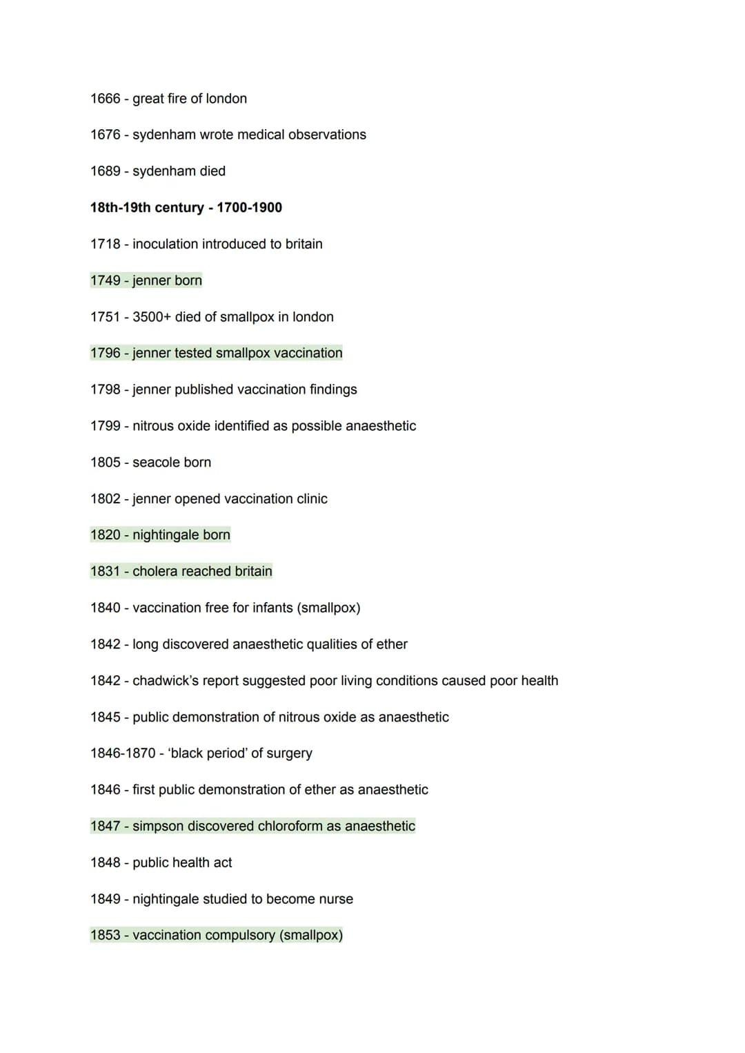 Medieval - 1250-1500
460BC - hippocrates born
377BC - hippocrates died
129 - galen born
1100/1300-astrology as diagnosis brought to Britain

