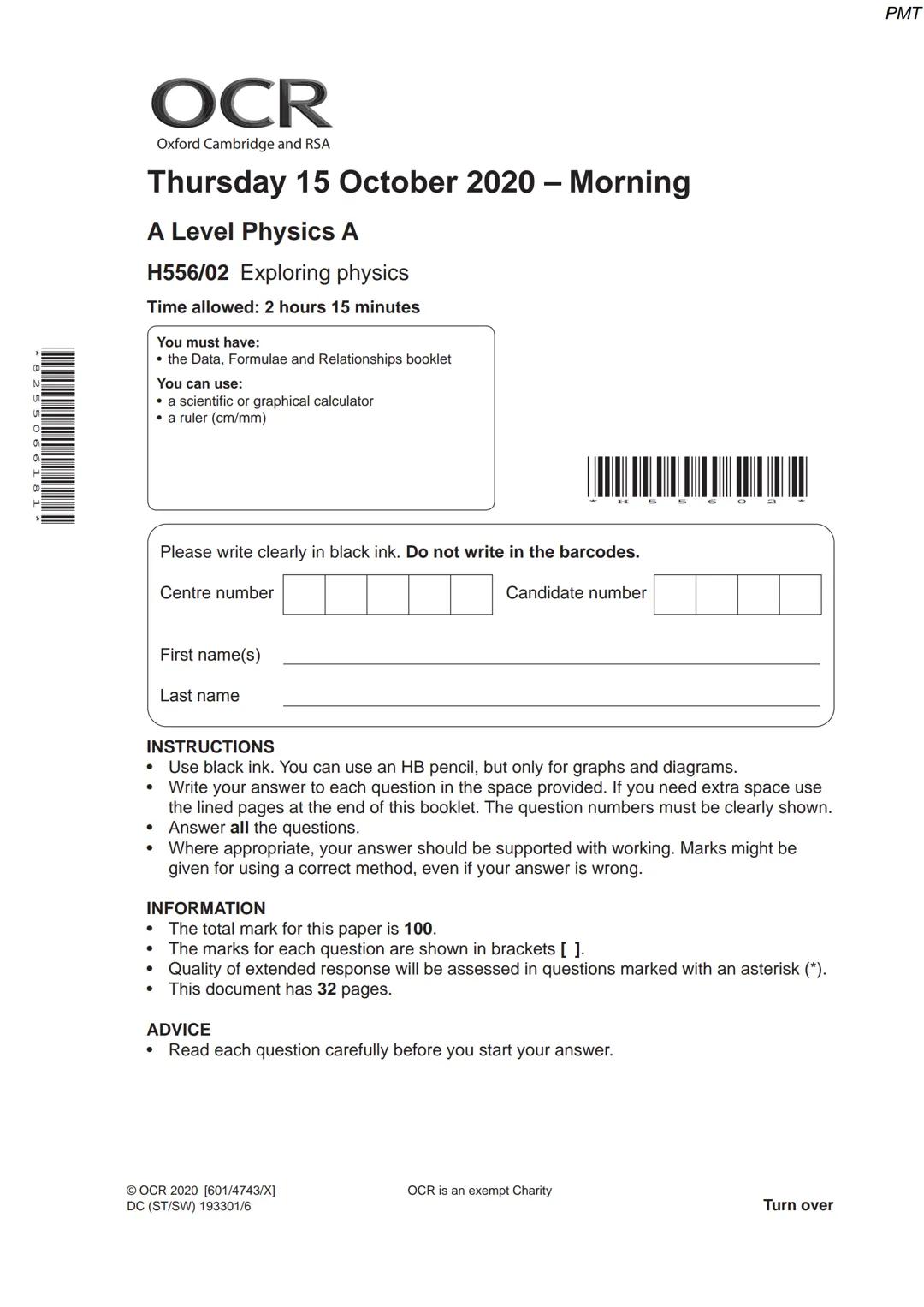 Your Easy Guide to Physics A Level Exam Prep for OCR 2020!