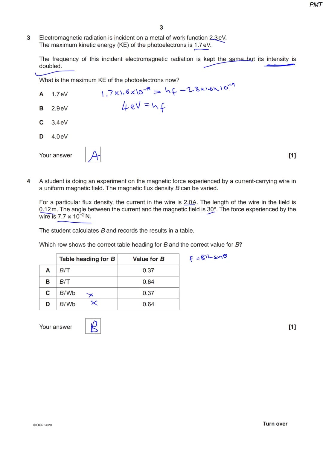 *82550 66181*
OCR
Oxford Cambridge and RSA
Thursday 15 October 2020 - Morning
A Level Physics A
H556/02 Exploring physics
Time allowed: 2 ho