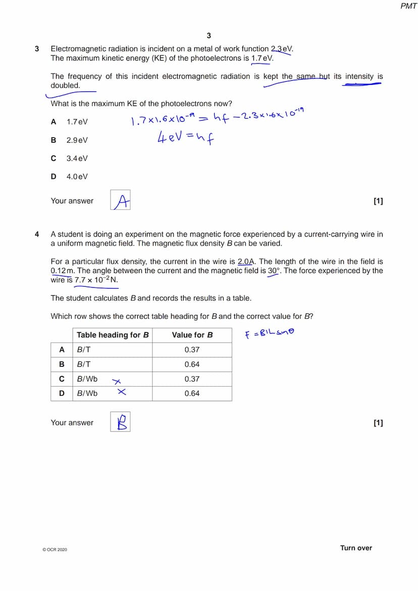 *82550 66181*
OCR
Oxford Cambridge and RSA
Thursday 15 October 2020 - Morning
A Level Physics A
H556/02 Exploring physics
Time allowed: 2 ho