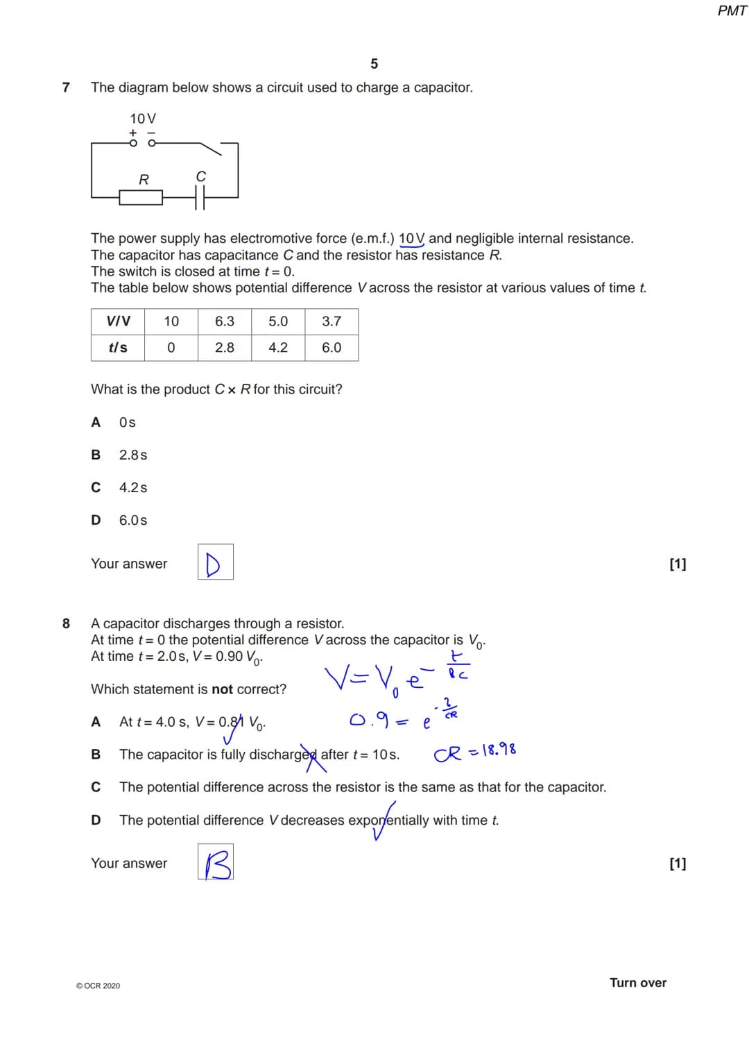 *82550 66181*
OCR
Oxford Cambridge and RSA
Thursday 15 October 2020 - Morning
A Level Physics A
H556/02 Exploring physics
Time allowed: 2 ho