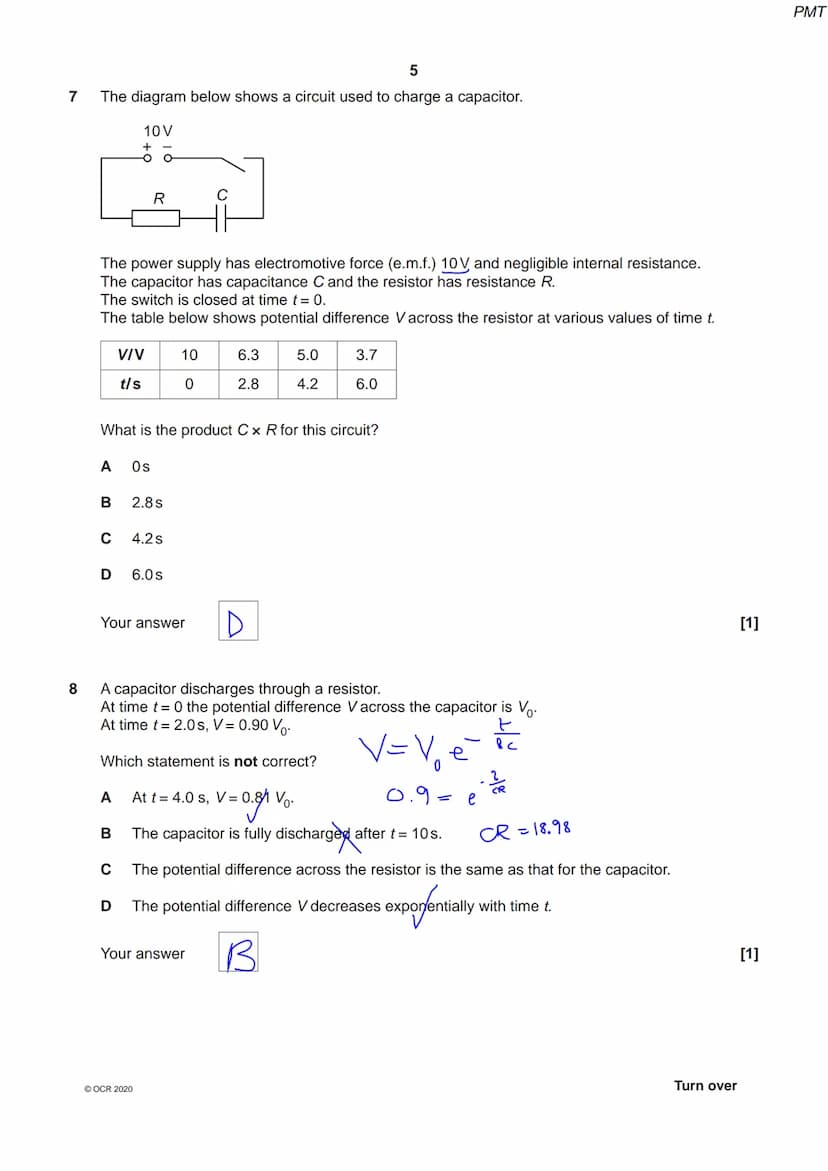 *82550 66181*
OCR
Oxford Cambridge and RSA
Thursday 15 October 2020 - Morning
A Level Physics A
H556/02 Exploring physics
Time allowed: 2 ho