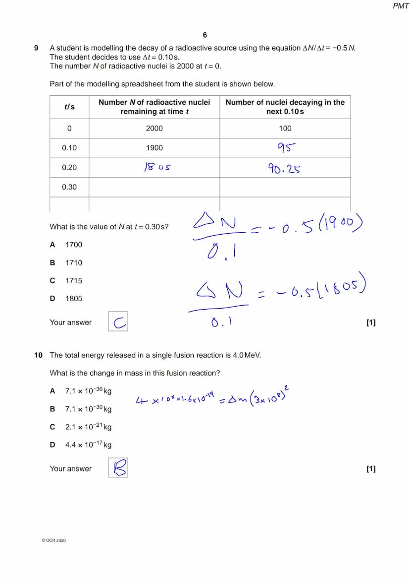 *82550 66181*
OCR
Oxford Cambridge and RSA
Thursday 15 October 2020 - Morning
A Level Physics A
H556/02 Exploring physics
Time allowed: 2 ho