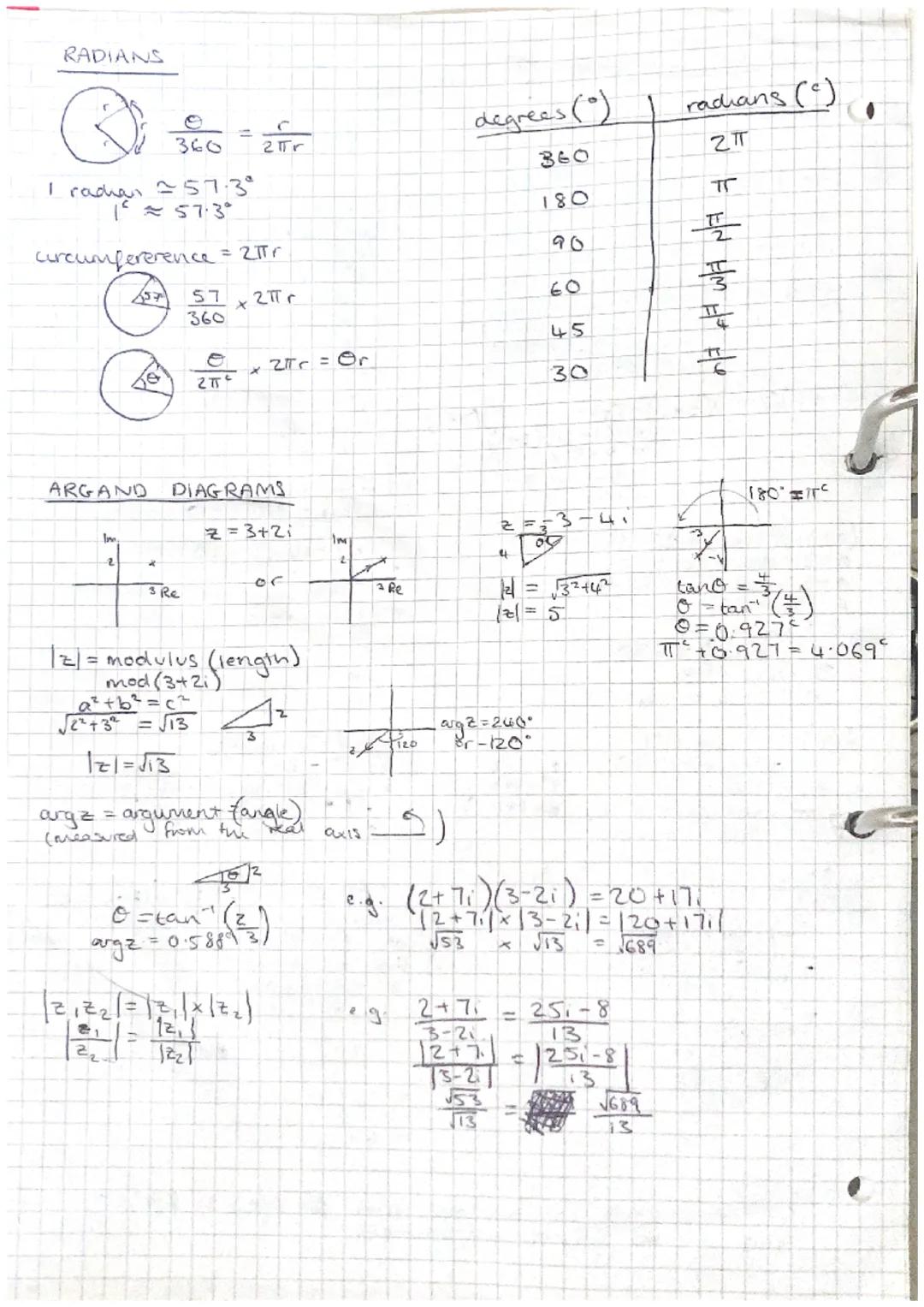 # RADIANS


$
\frac{\theta}{360} = \frac{r}{2\pi r}
$

1 radian $\approx$ 57.3°
1° $\approx$ 57.3°

curcumfererence = 2$\pi$r

$
\frac{57}{3