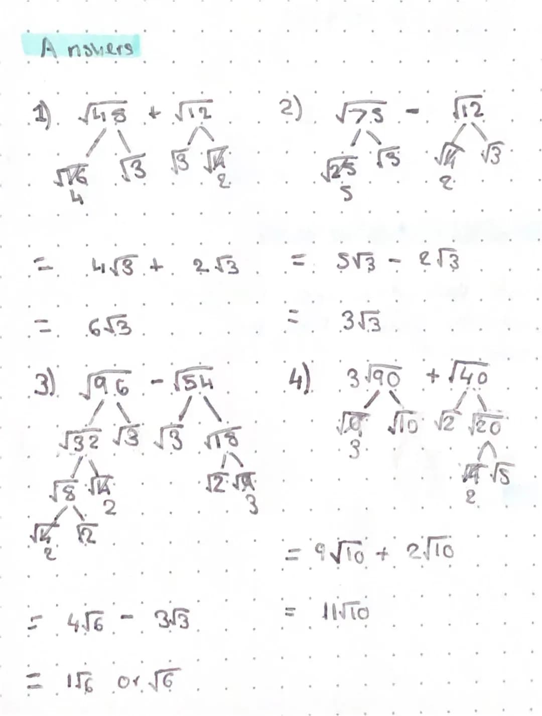 SURDS adding
and subtracting
√4.8. + 127. 1. Simplify, both the surds so that.
√√√3
√3
they haw the same number.
to les Square rooted.
2. So