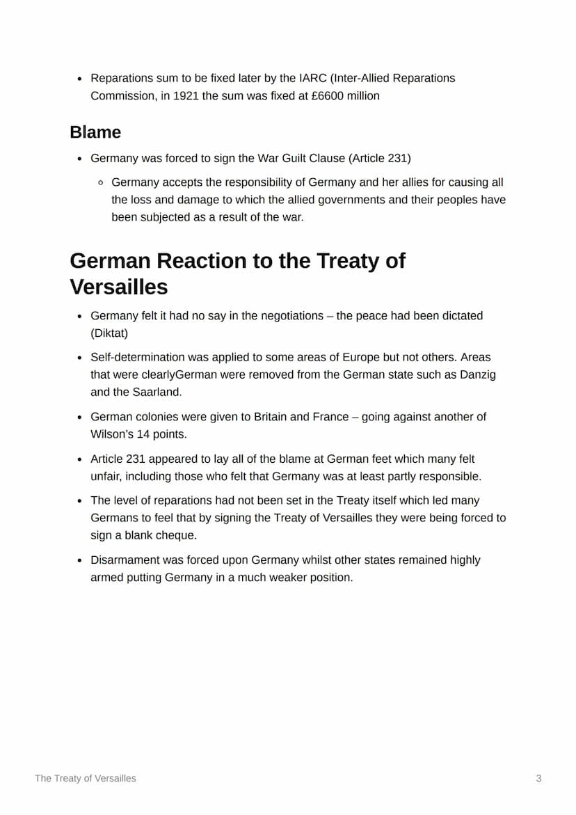 The Treaty of Versailles
Aims of the Big Three
• David Lloyd George (Britain)
o Wanted a positive relationship with Germany but recognised t