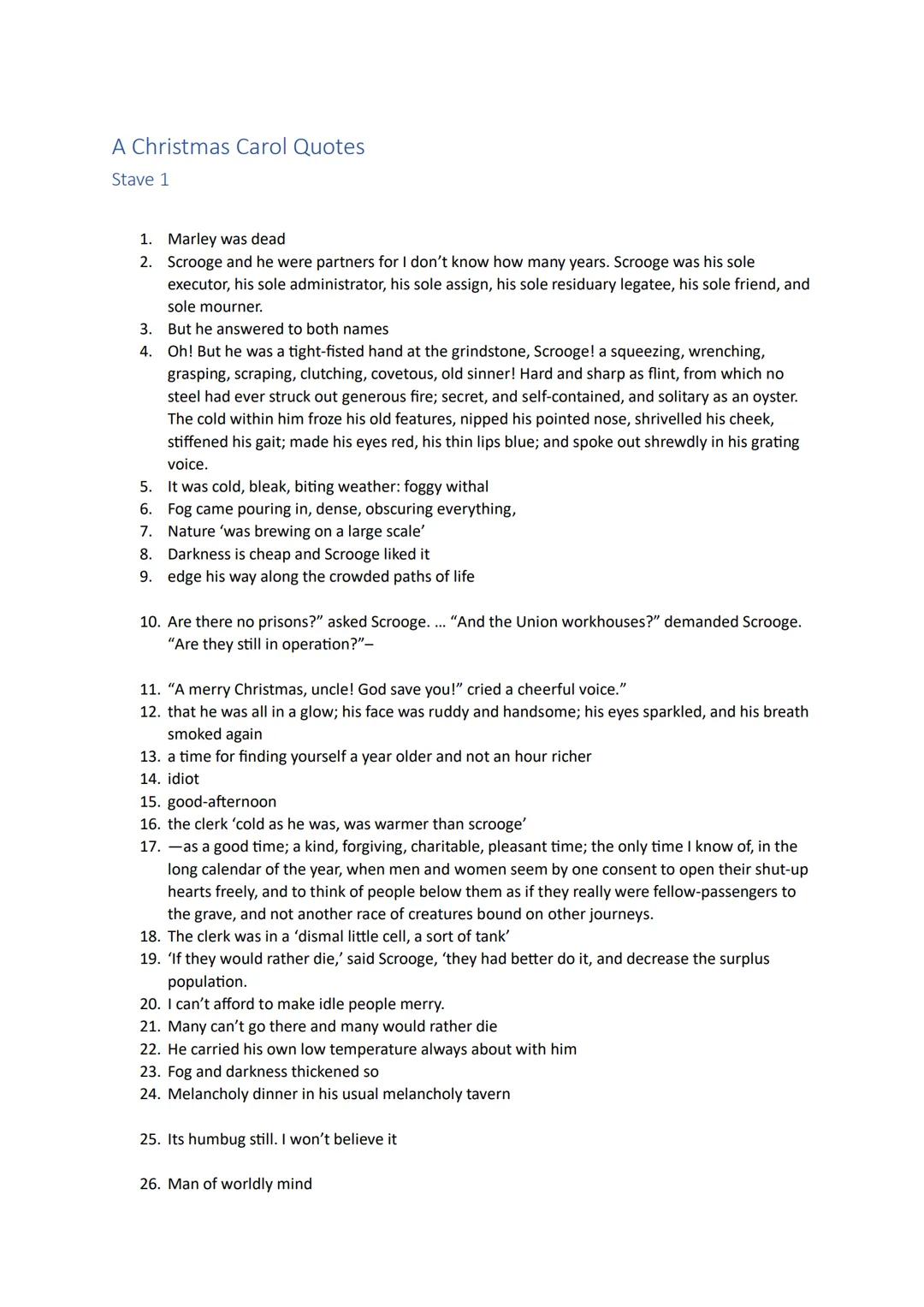 A Christmas Carol quotes from stave 1