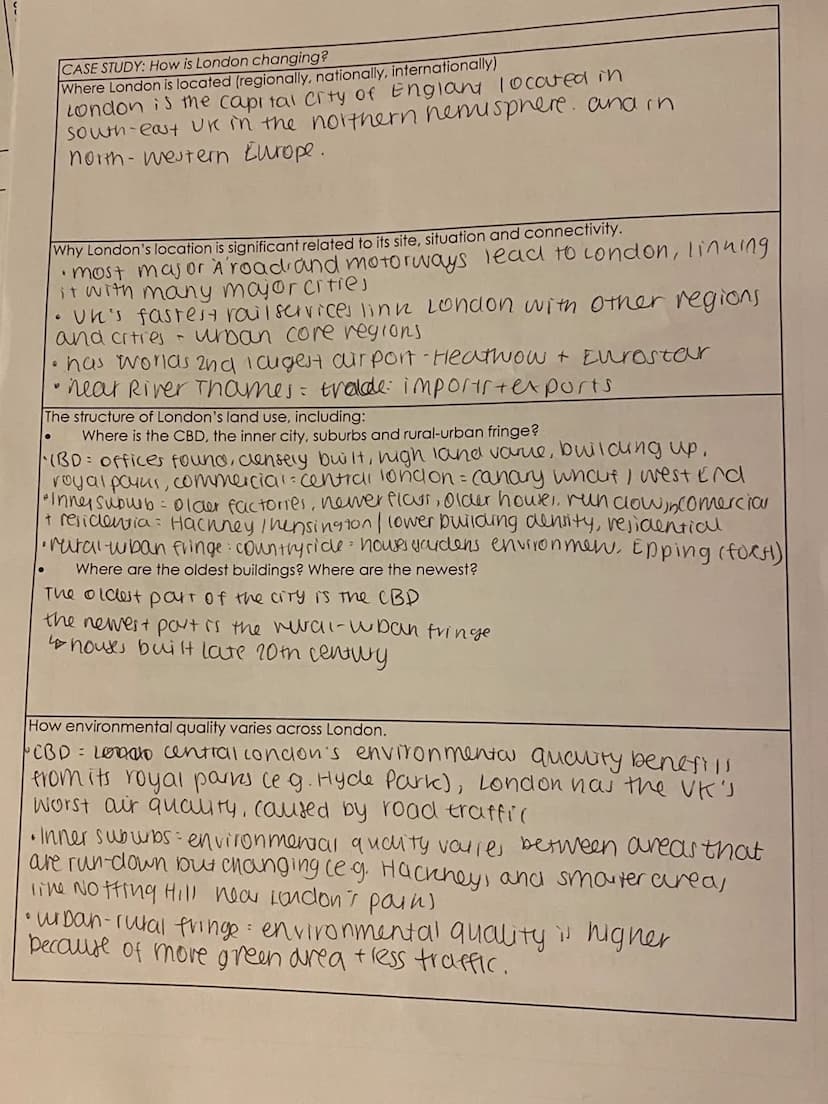 trong wo
Key Idea
GCSE Geography Edexcel B - Revision Checklist
Paper 2. UK Geographical Issues Topic 5. The UK's evolving human landscape
I