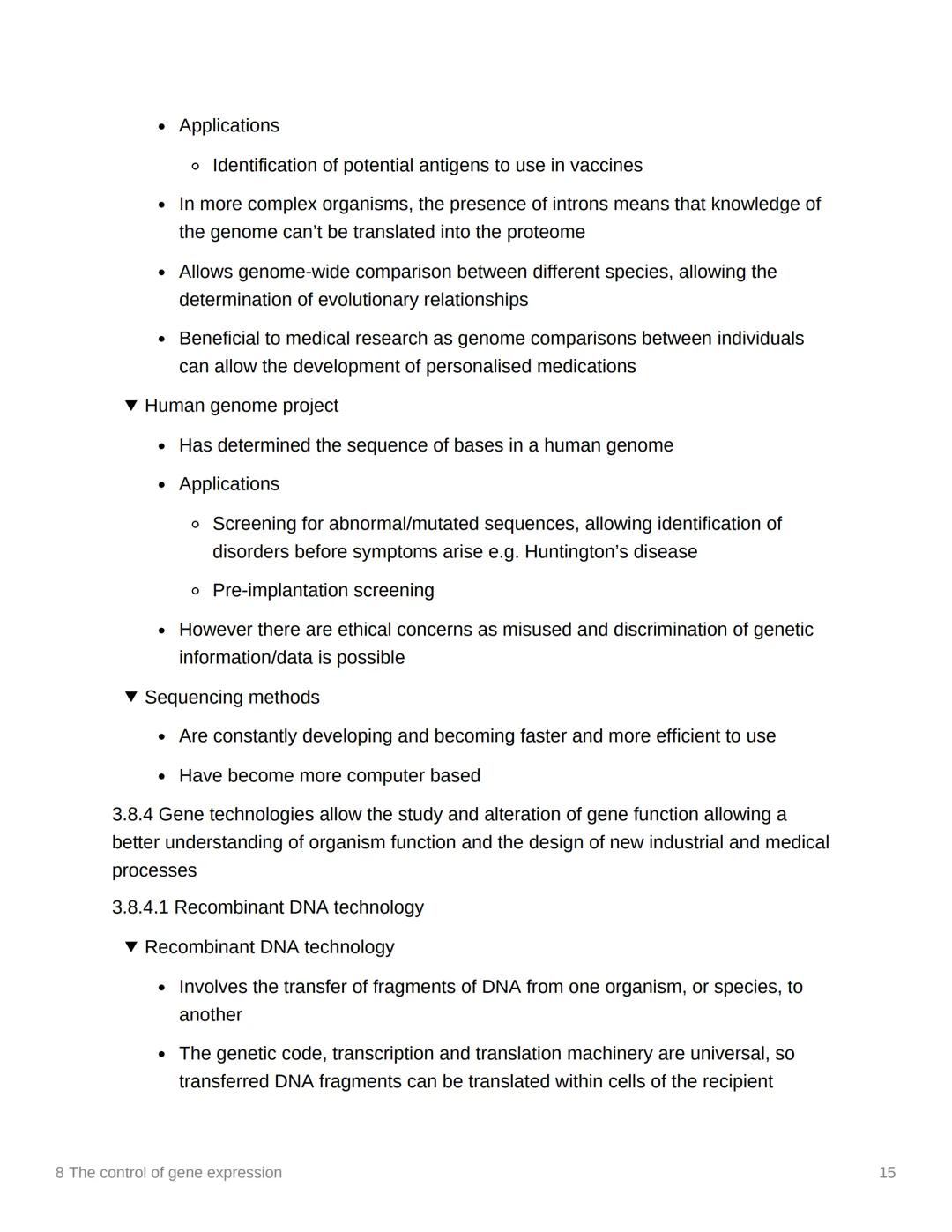 8 The control of gene expression
EAS/A level A level
3.8.1 Alteration of the sequence of bases in DNA alters the structure of proteins
▾ Sub