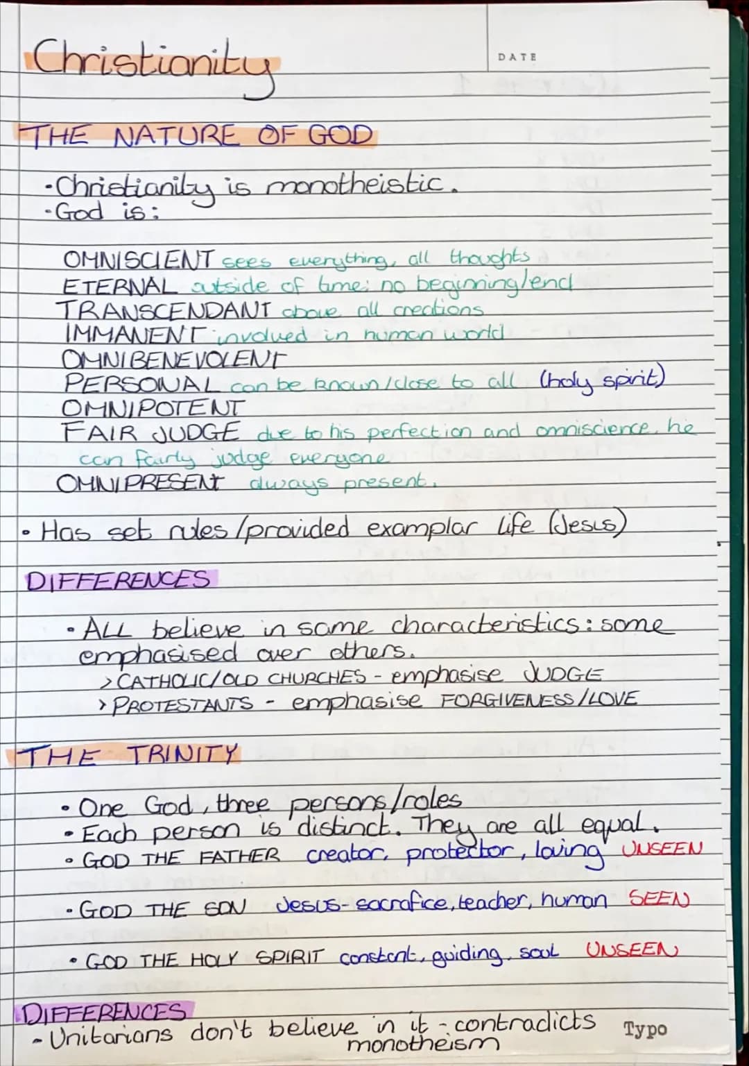 Free OCR Short RS GCSE Christian Beliefs, Practices, & Creation Summary Notes