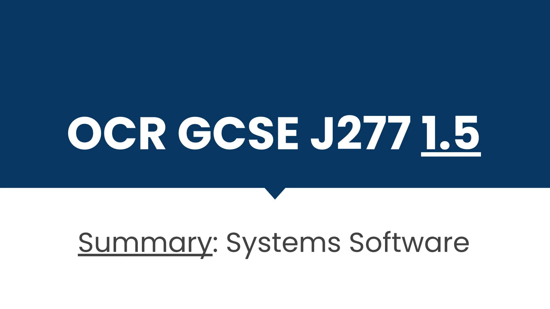 OCR GCSE J277 1.5
Summary: Systems Software Checklist
1.5
Purpose & Functionality of
Operating Systems
Purpose & Functionality of
Utility So