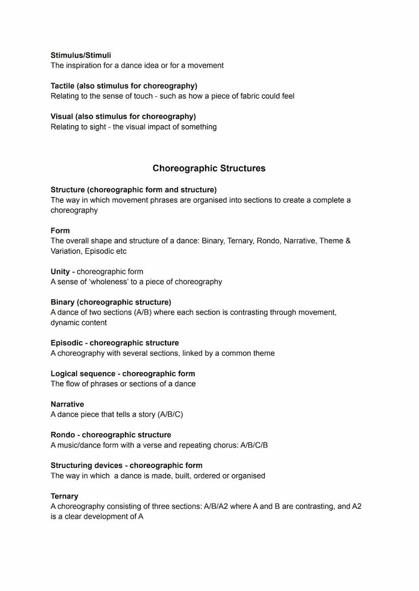GCSE Dance: Subject Specific Vocabulary
Actions
What a dancer is doing: travelling, turning, elevation, gesture, stillness, use of body part
