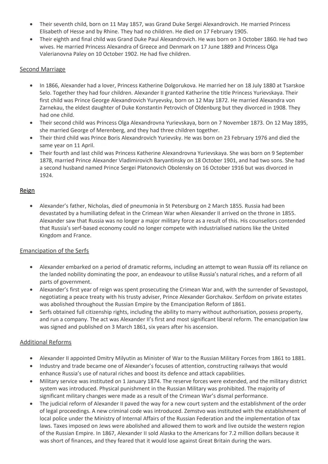 # Alexander II

## Early Life

- Alexander II was the eldest son of Tsar Nicholas I of Russia and Charlotte of Prussia. His uncle, Alexander
