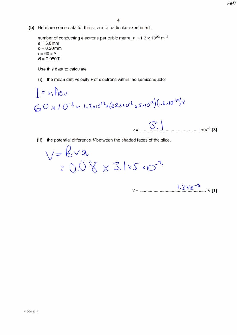 6830 056239
OCR
Oxford Cambridge and RSA
A Level Physics A
H556/03 Unified physics
Thursday 29 June 2017 - Morning
Time allowed: 1 hour 30 m