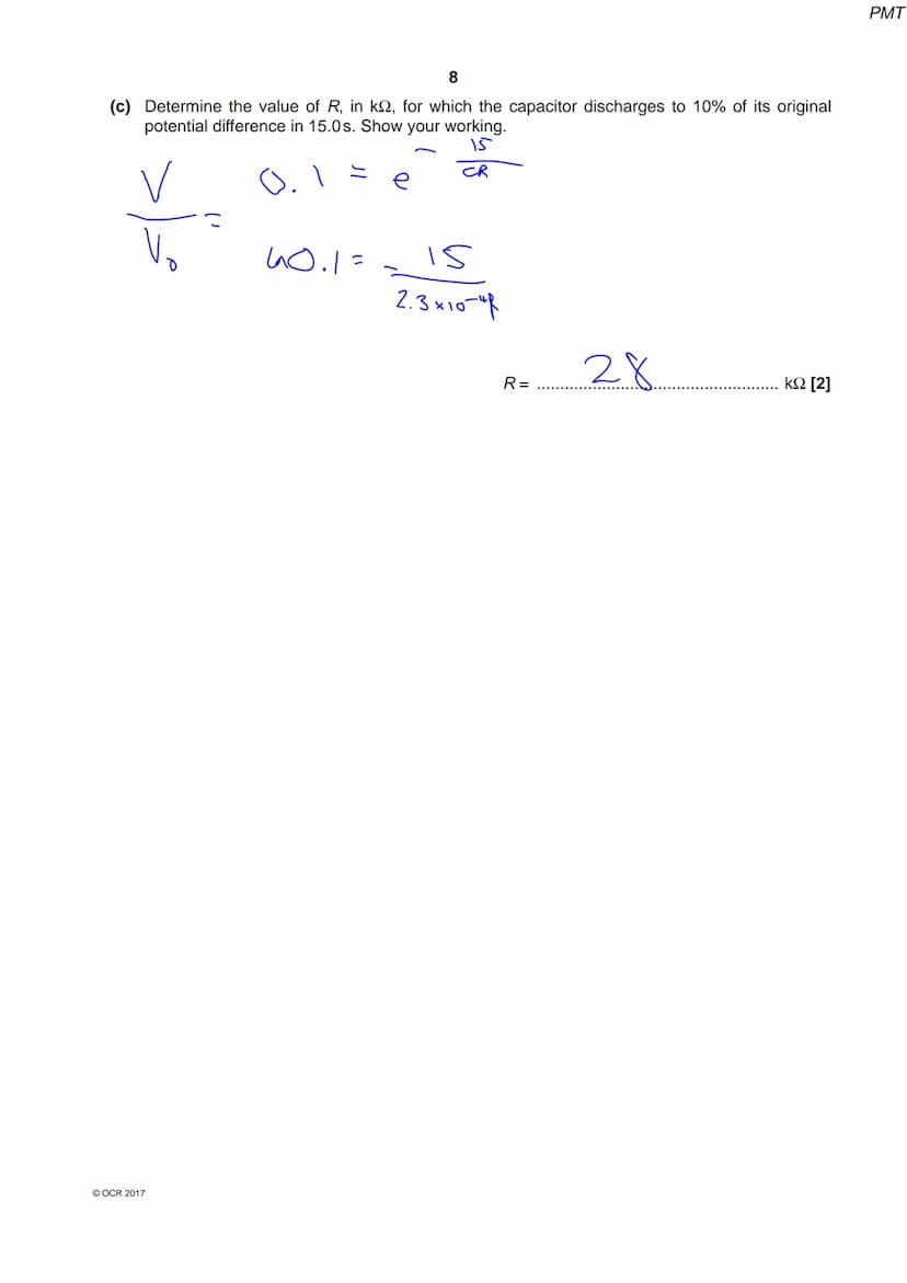 6830 056239
OCR
Oxford Cambridge and RSA
A Level Physics A
H556/03 Unified physics
Thursday 29 June 2017 - Morning
Time allowed: 1 hour 30 m