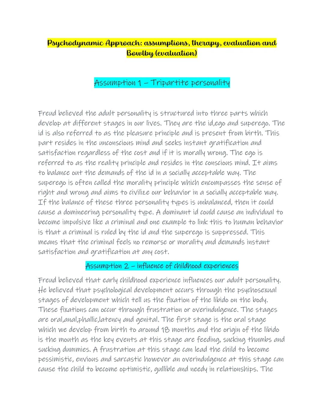 FULL PSYCHODYNAMIC APPROACH 