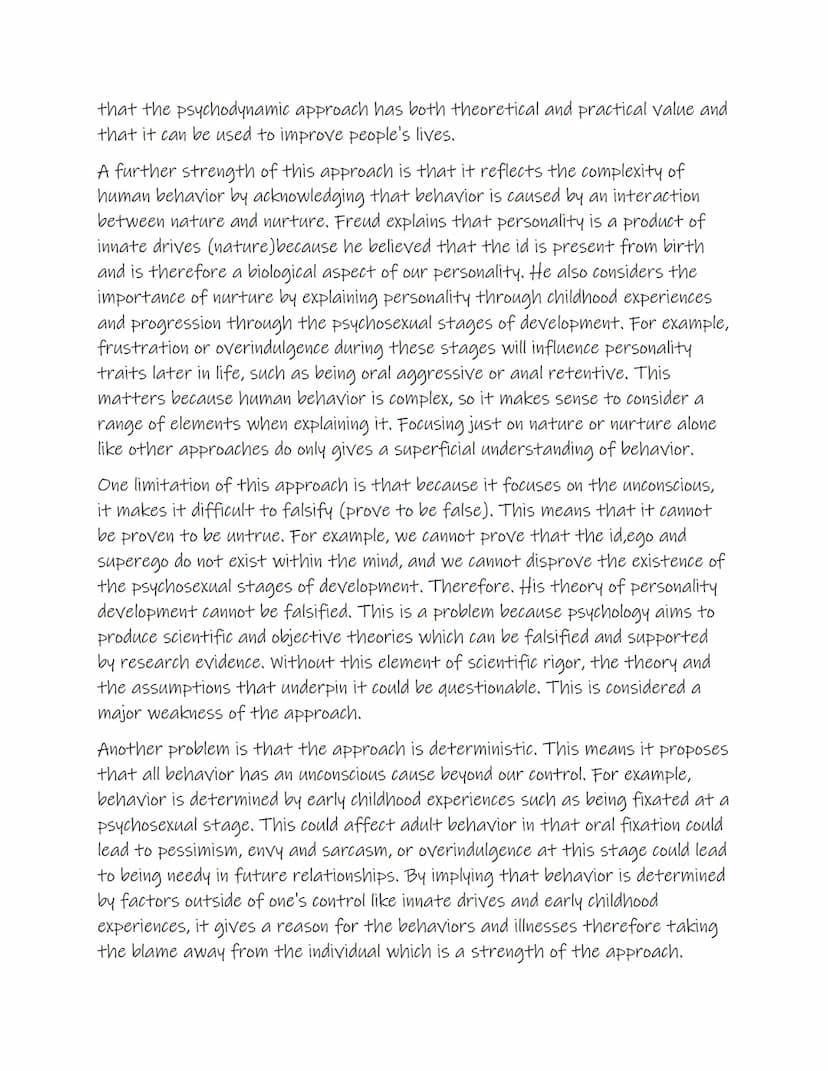 Psychodynamic Approach: assumptions, therapy, evaluation and
Bowlby (evaluation)
Assumption 1- Tripartite personality
Freud believed the adu