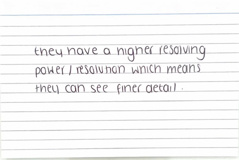 Biology paper
1 flashcards
quiz :) Why are electron
microscopes better
than normal light
microscopes? they have a higher resolving
power / r