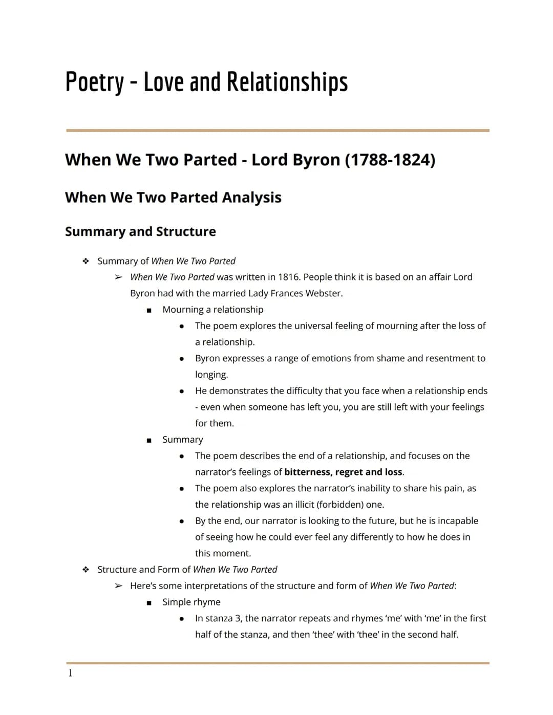 Love and Relationships Poetry - AQA