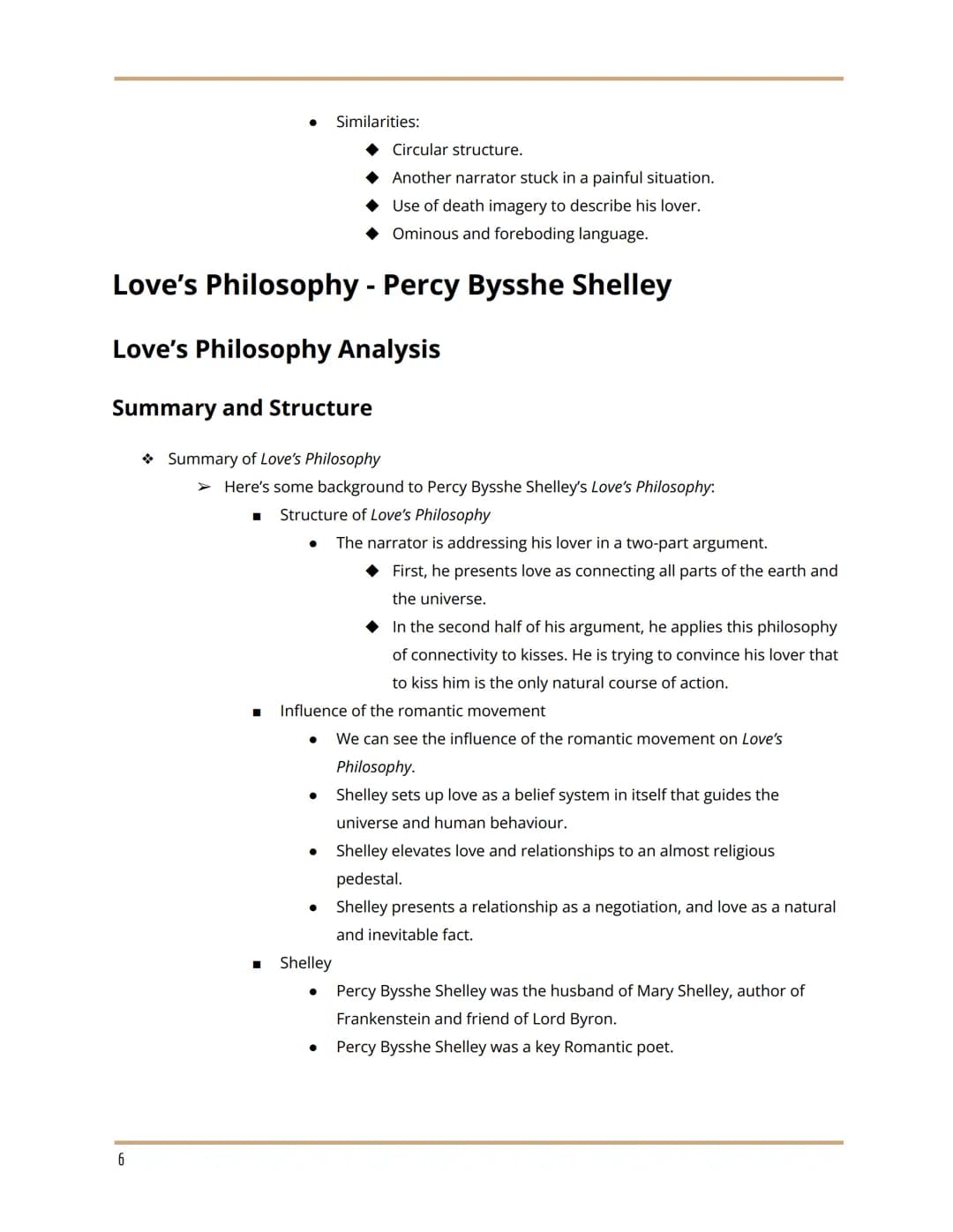 Poetry - Love and Relationships
When We Two Parted - Lord Byron (1788-1824)
When We Two Parted Analysis
Summary and Structure
1
Summary of W