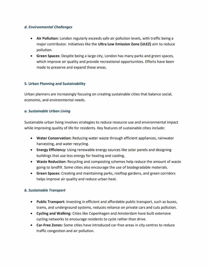 Urban Issues and Challenges - GCSE Geography
Urban areas are growing rapidly across the world, particularly in low-income and newly
emerging