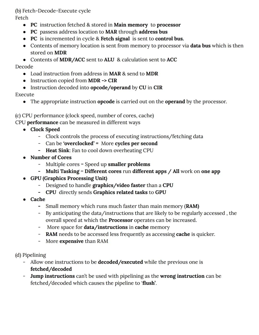 OCR A-Level Computer Science Spec Notes
1.1 The characteristics of contemporary processors, input, output and storage
devices - Summarized
1
