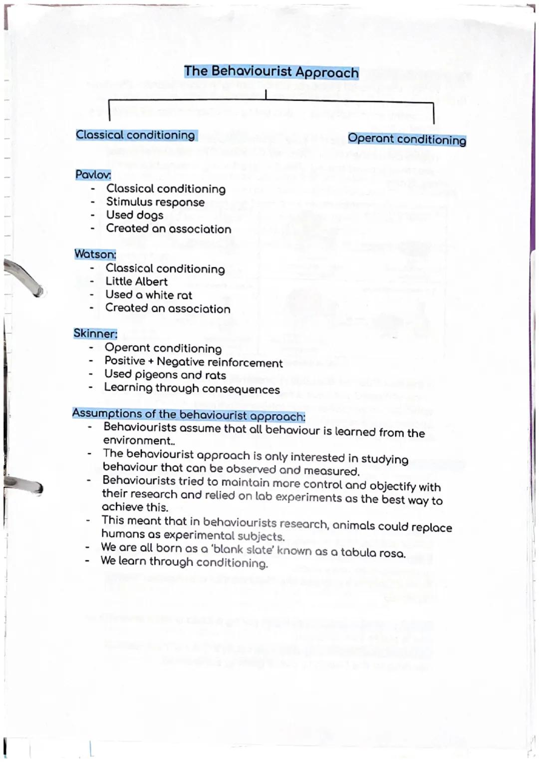 The behaviourist approach