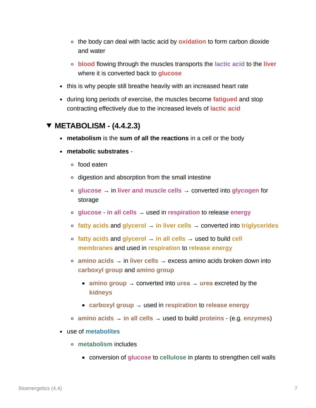 Bioenergetics (4.4)
TOPIC 4 AQA GCSE BIOLOGY
▼ KEY TERMS
• Aerobic respiration - A form of respiration that uses oxygen to release energy
fr