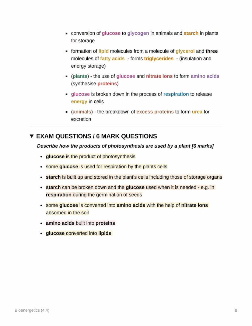 Bioenergetics (4.4)
TOPIC 4 AQA GCSE BIOLOGY
▼ KEY TERMS
• Aerobic respiration - A form of respiration that uses oxygen to release energy
fr
