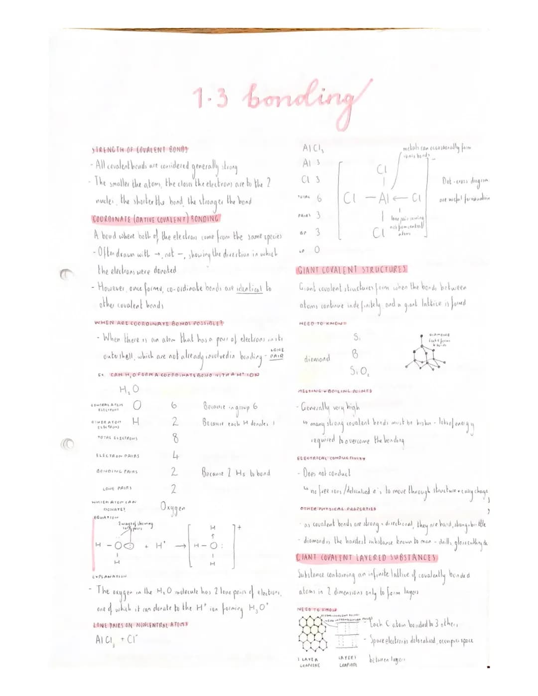 1.3.1 Tonic bonding
LONTE BONO-electrostatic force of attraction between oppositely
ions in a lattice
METALS
charged
- always love elections