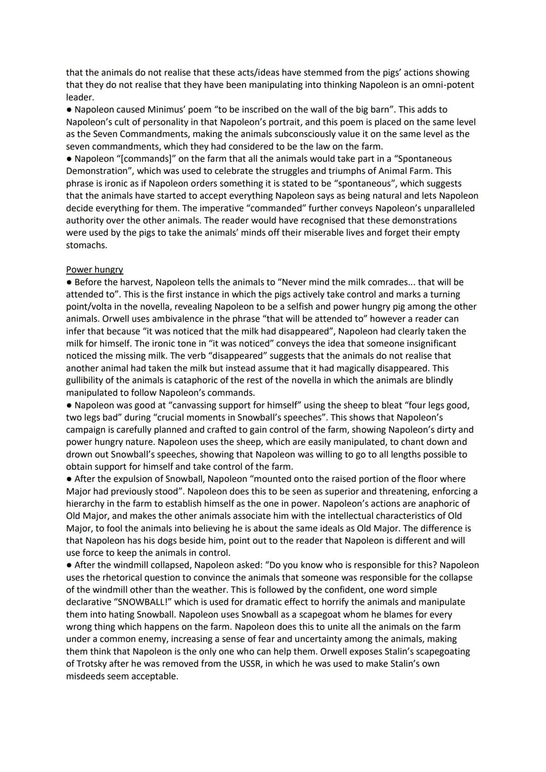 NAPOLEON
Ruthless
• Napoleon is described in his introduction as having a "reputation of getting his
own way". Napoleon is immediately sugge