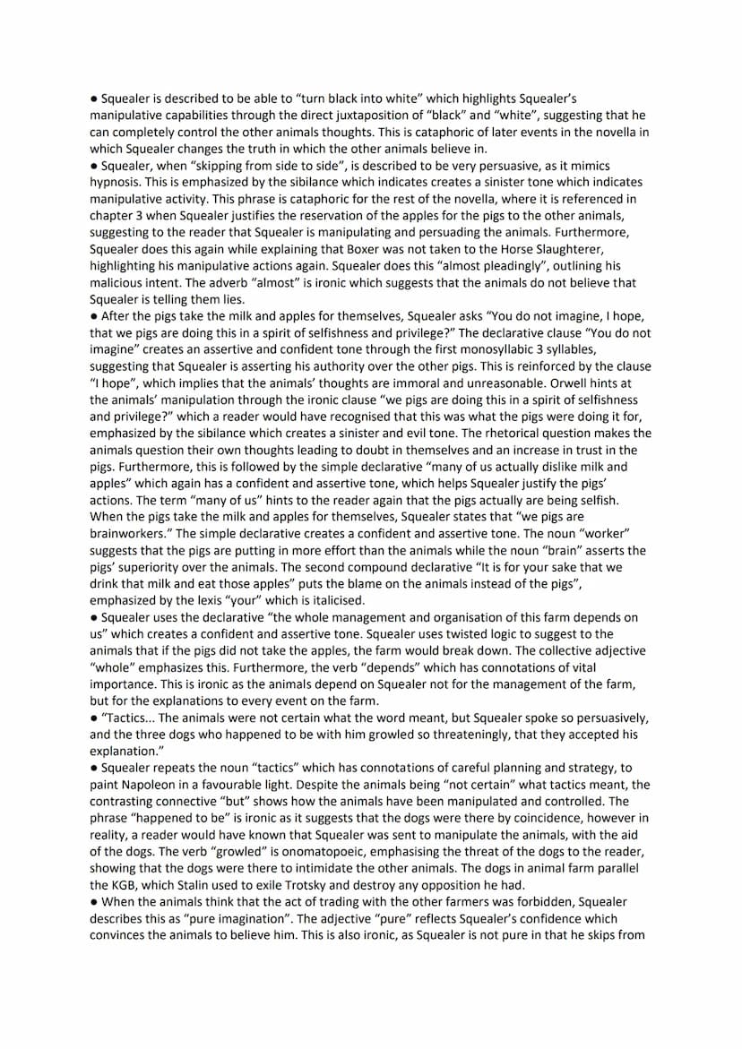 NAPOLEON
Ruthless
• Napoleon is described in his introduction as having a "reputation of getting his
own way". Napoleon is immediately sugge