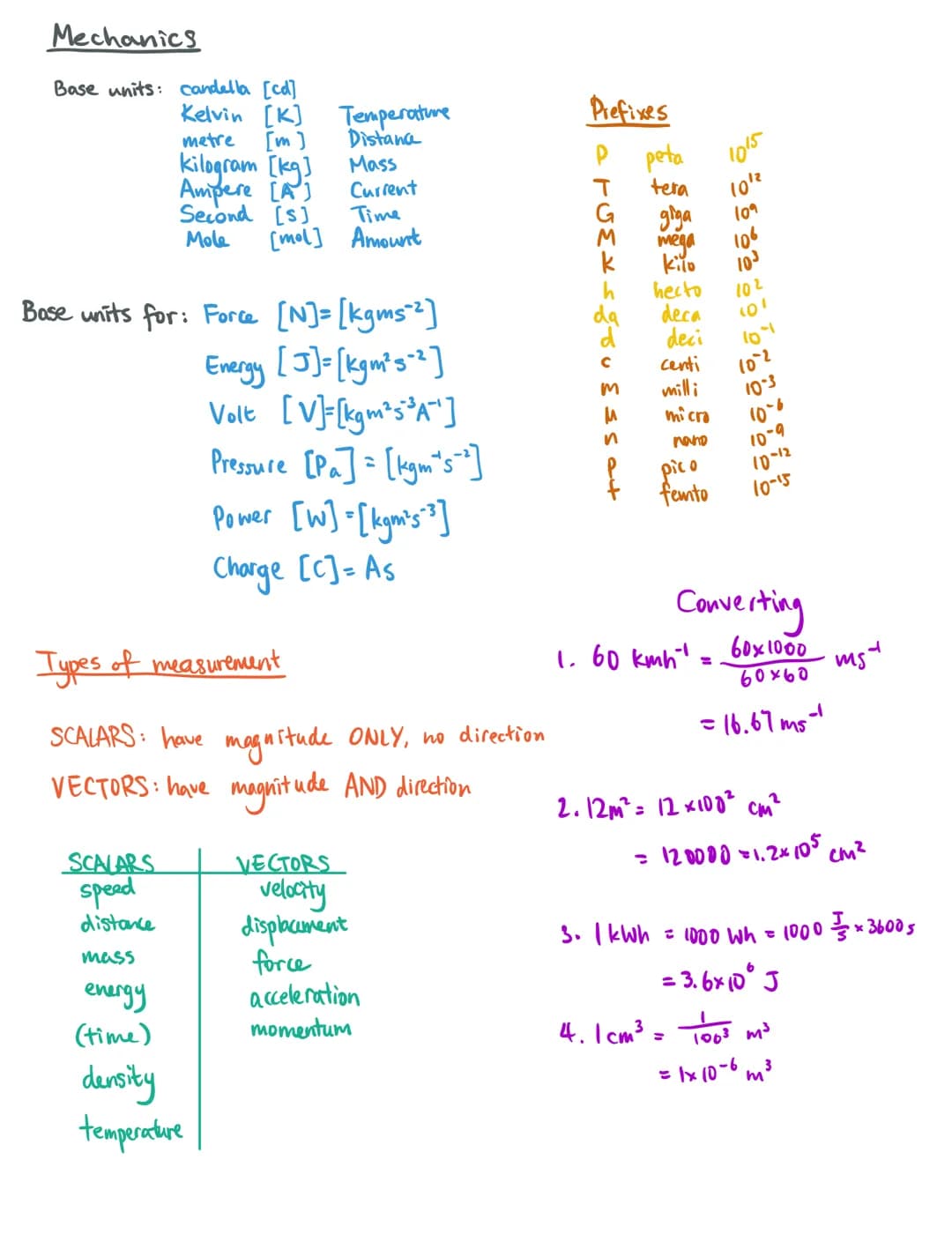 Mechanics
Base units: candella [cd]
Kelvin [K]
metre [m]
kilogram [kg]
Ampere [A]
Second [s]
Mole [mol]
Temperature
Distance
Mass
Current
Ba