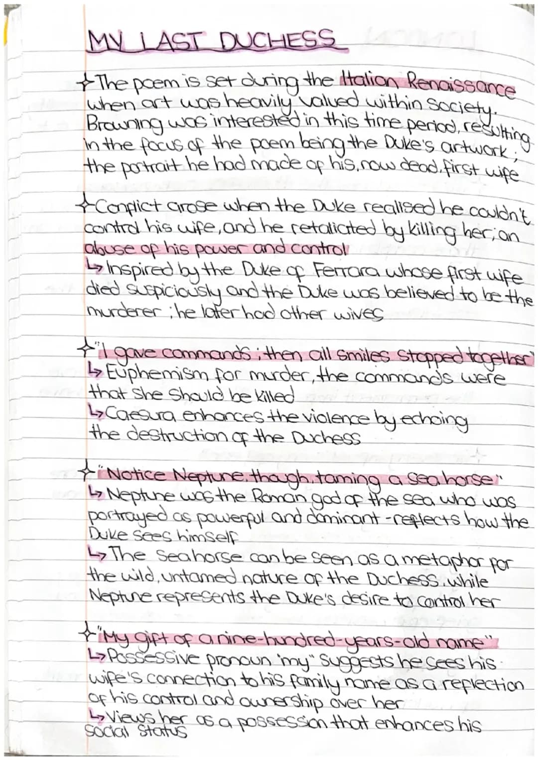 Poetry - Power and Conflict - My Last Duchess