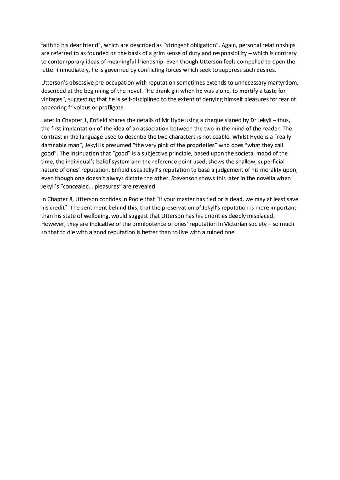 Jekyll and Hyde Practice Essay
Write about Reputation and how it is presented in the novel
Robert Louis Stevenson wrote 'The Strange Case of