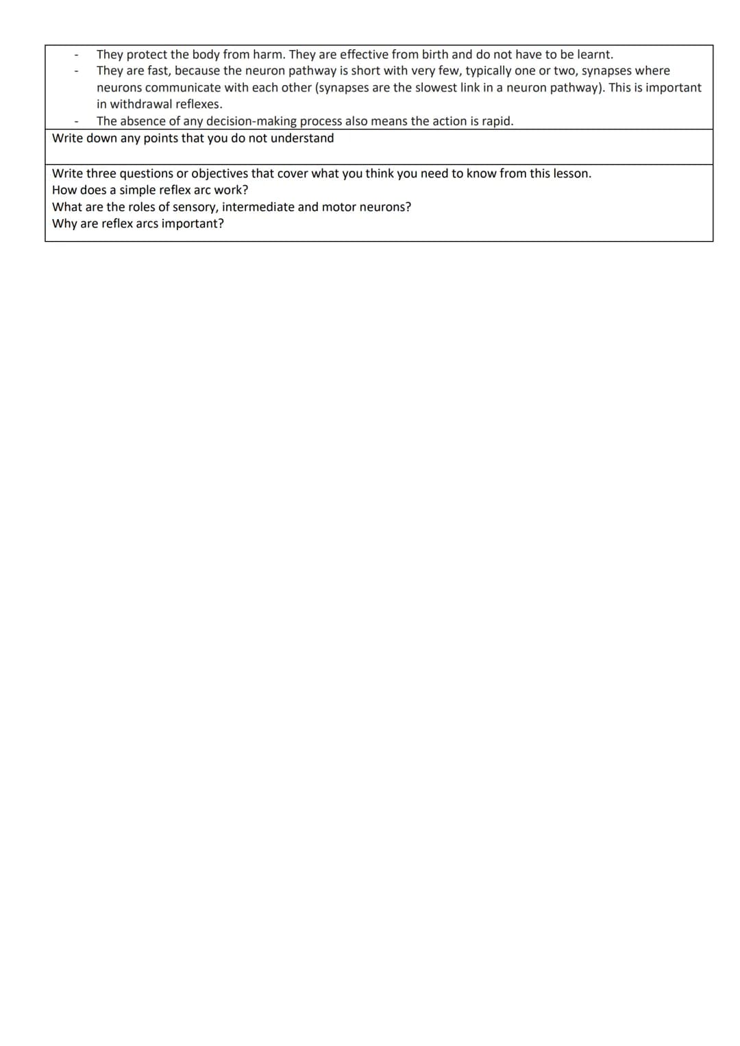 Framework for lesson preparation.
Lesson Title:
Survival and response - taxes and kineses
Write the keywords for the lesson and describe the