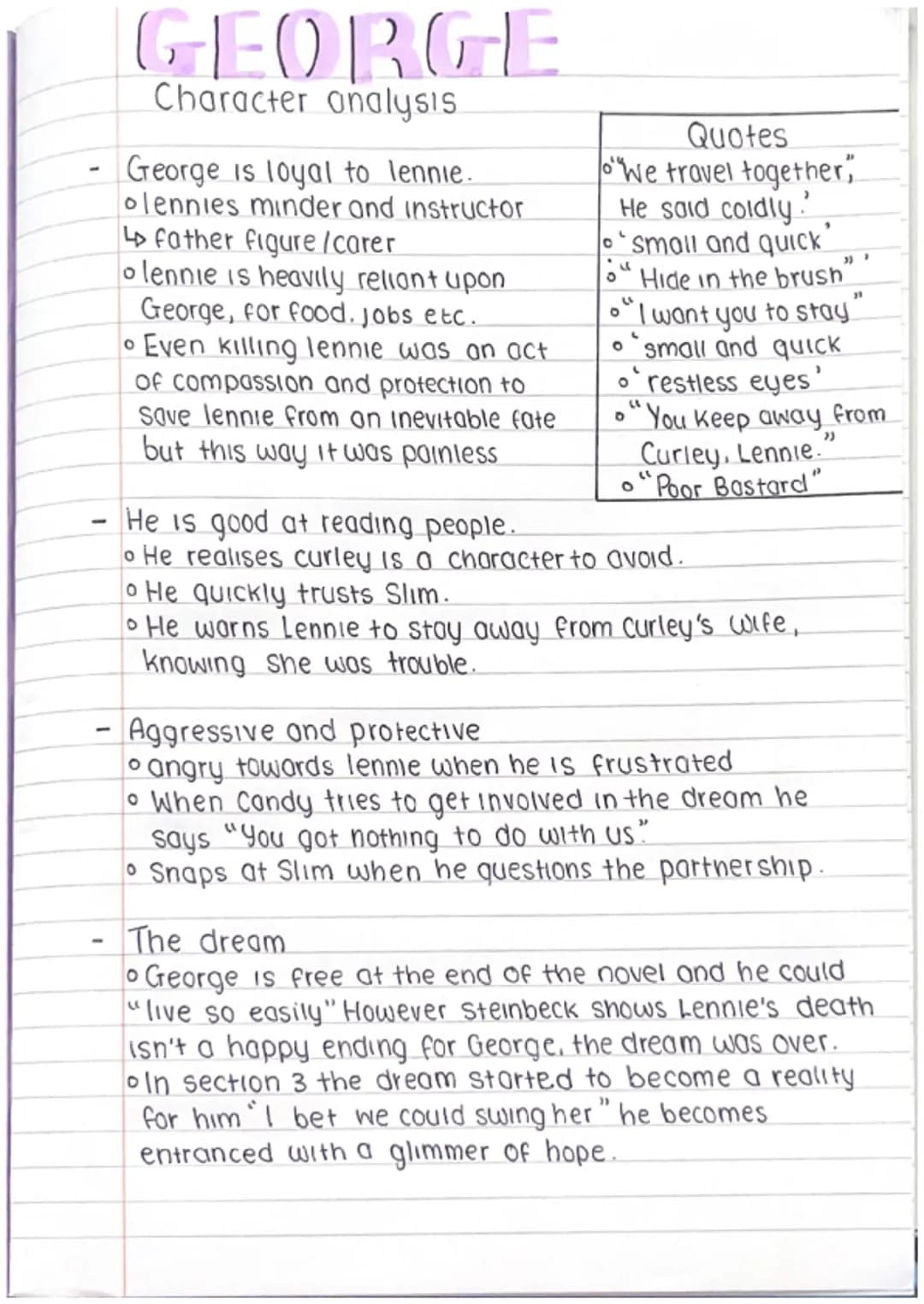 George Milton - Character Analysis and Quotes