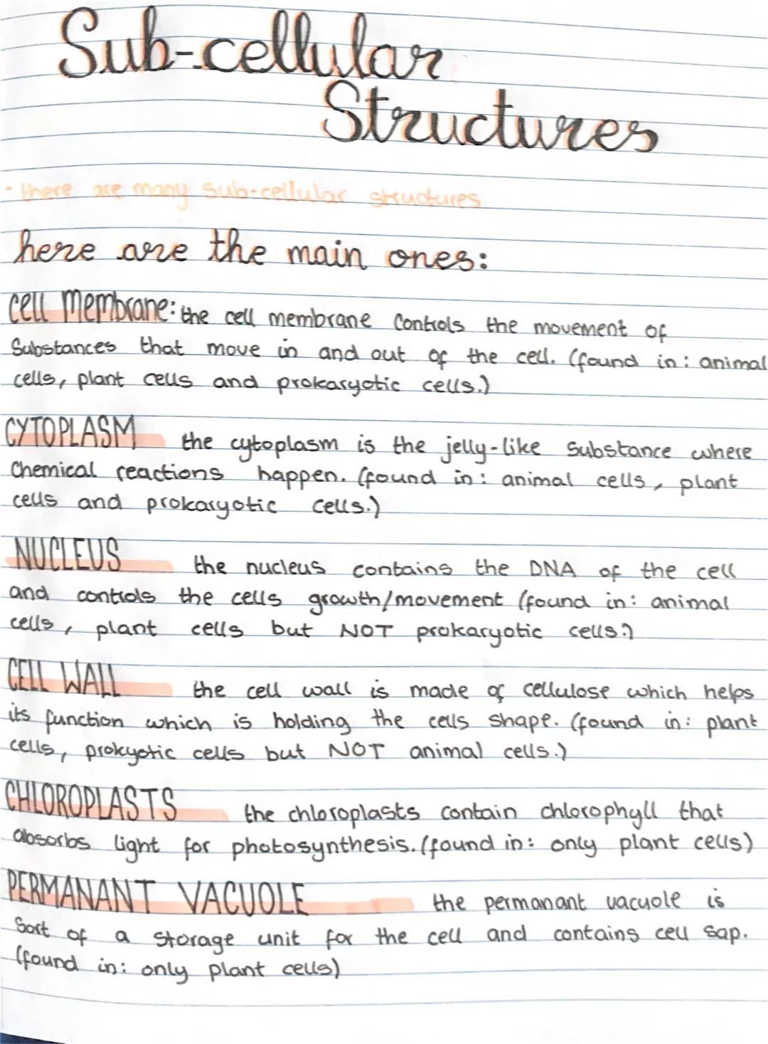 sub-cellular structures 