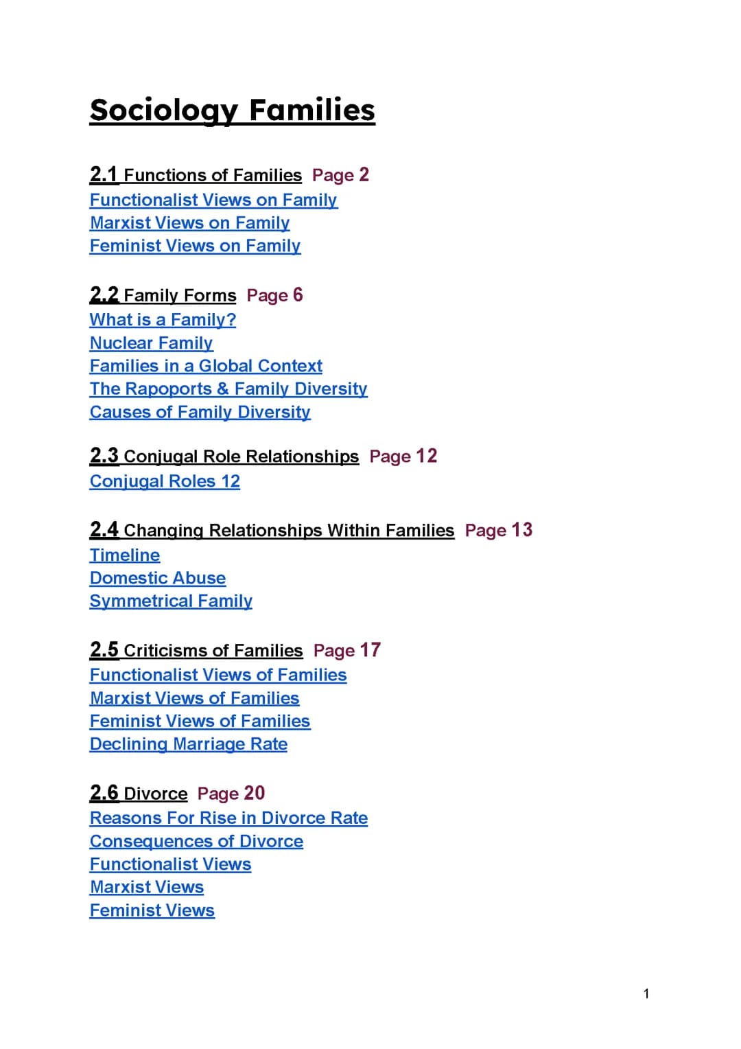 Sociology Families