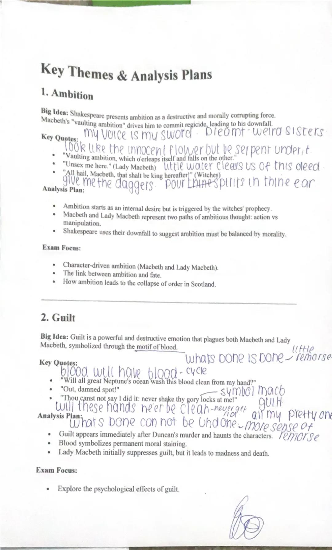 Grade 9 Macbeth analysis 