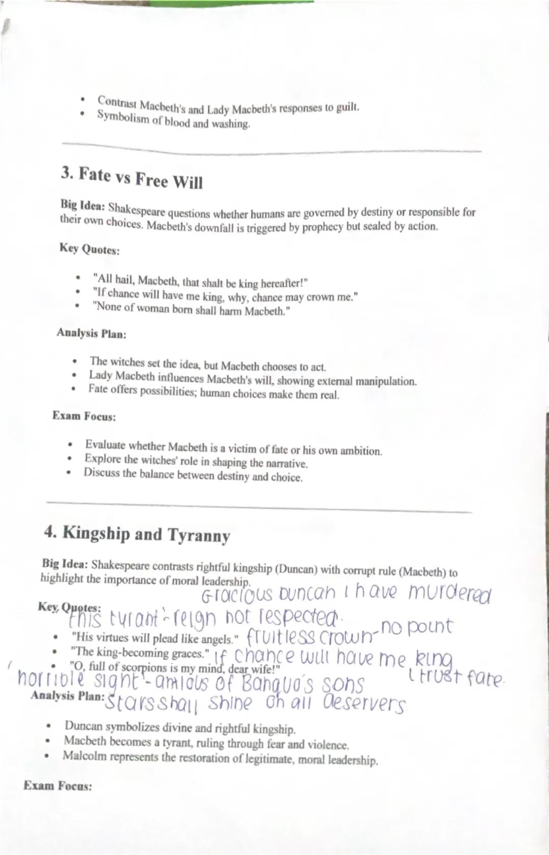 # Key Themes & Analysis Plans

## 1. Ambition

**Big Idea:** Shakespeare presents ambition as a destructive and morally corrupting force.
Ma